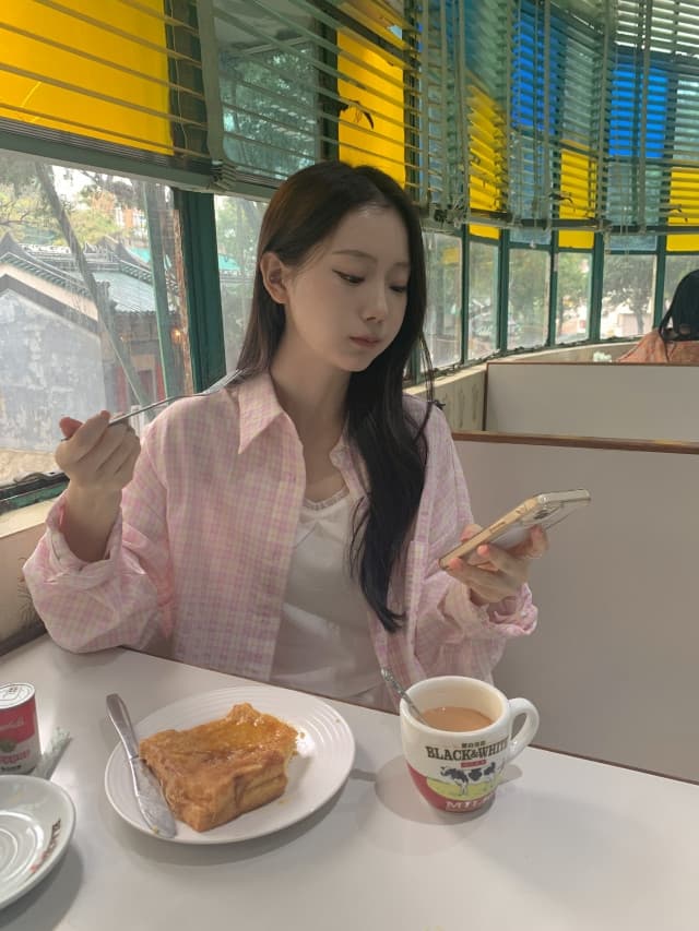 있음 선적 한 부서 작은 청신 배색 체크무늬 폴로 칼라 얇은 스타일 자외선 차단 셔츠 POLO 칼라 긴팔 셔츠 상세 이미지 100