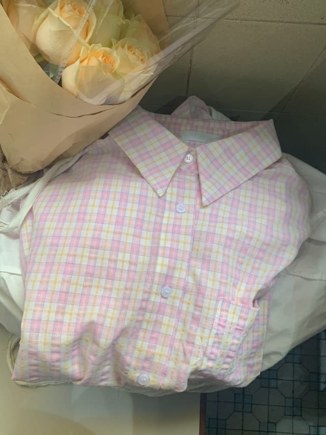 있음 선적 한 부서 작은 청신 배색 체크무늬 폴로 칼라 얇은 스타일 자외선 차단 셔츠 POLO 칼라 긴팔 셔츠 상세 이미지 106