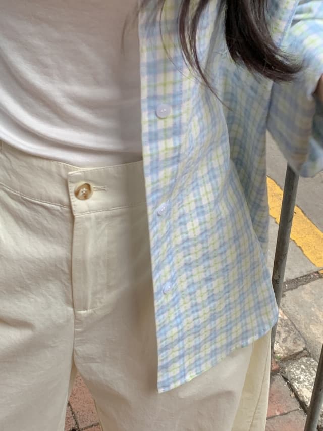 있음 선적 한 부서 작은 청신 배색 체크무늬 폴로 칼라 얇은 스타일 자외선 차단 셔츠 POLO 칼라 긴팔 셔츠 상세 이미지 170