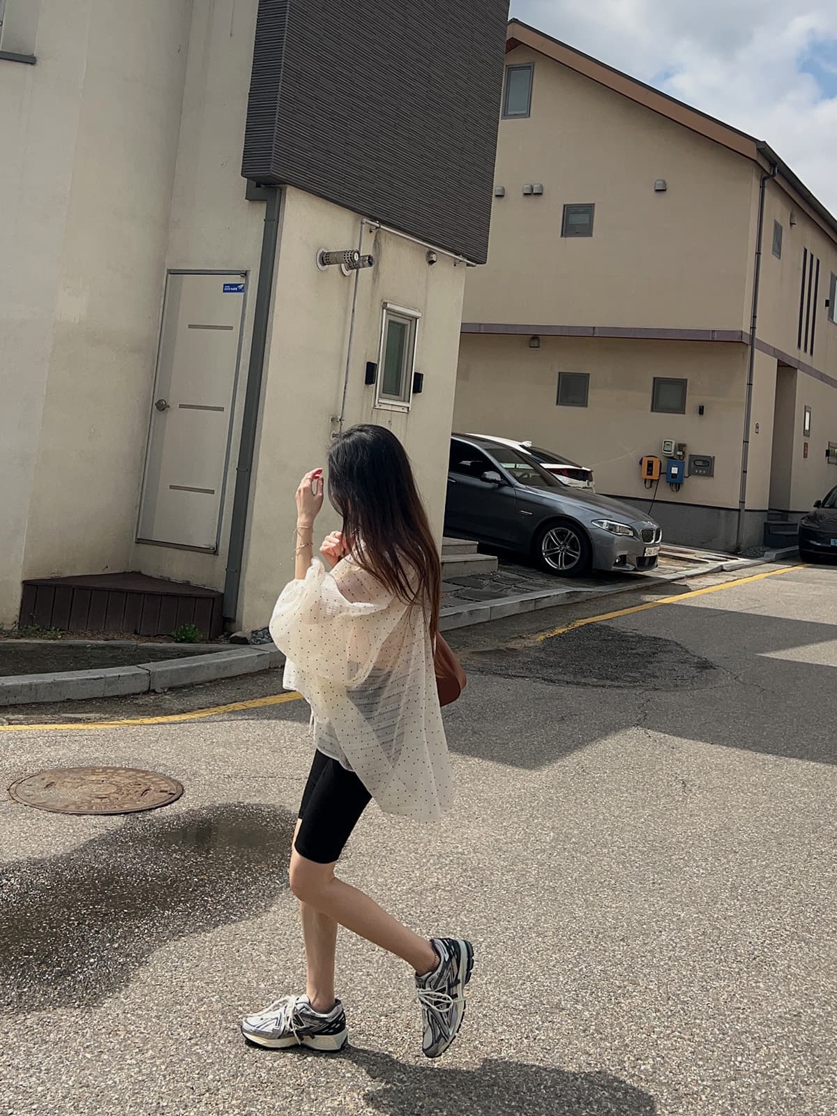 있음 밖으로 한국 스타일 여름 외국 가스 도트 무늬 쉬폰 블라우스 자외선 차단 셔츠 여성 상세 이미지 13