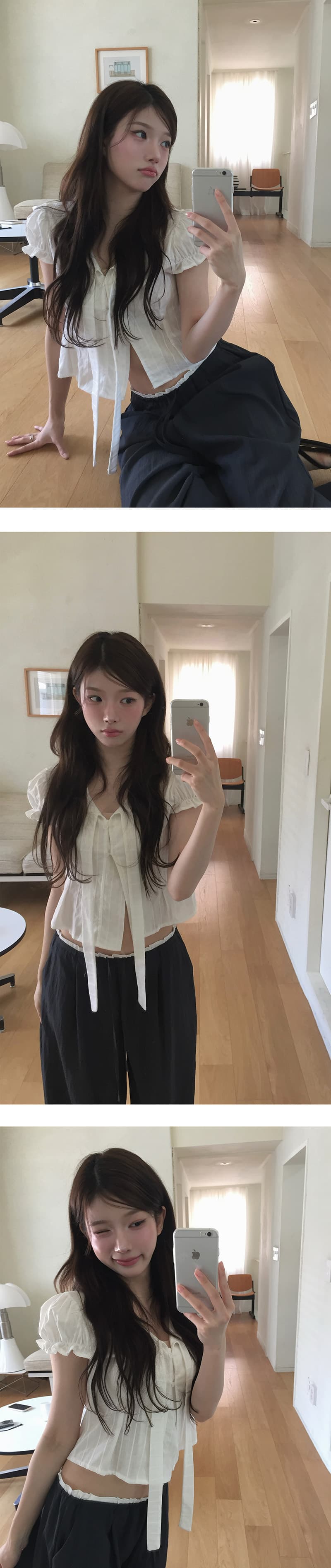있음 선적 한국 스타일 다용도 허리 패치워크 허리밴드 캐주얼 얇은 스타일 편안함 와이드 레그 팬츠 긴 바지 여성 상세 이미지 6