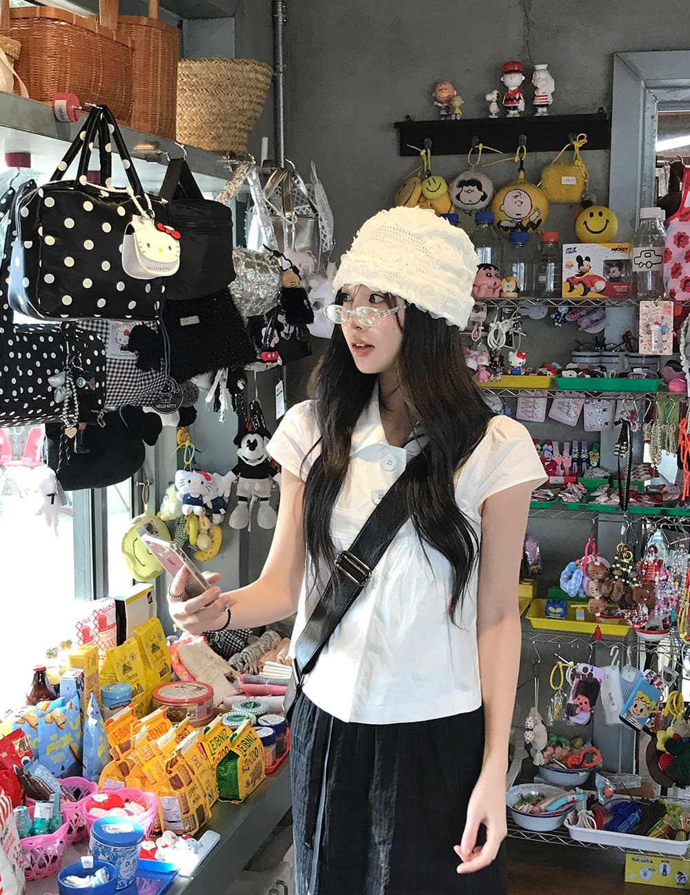 있음 밖으로 원본 한 부서 다용도 레트로 반팔 셔츠 여성 여름 인형 셔츠 맨위 상세 이미지 14