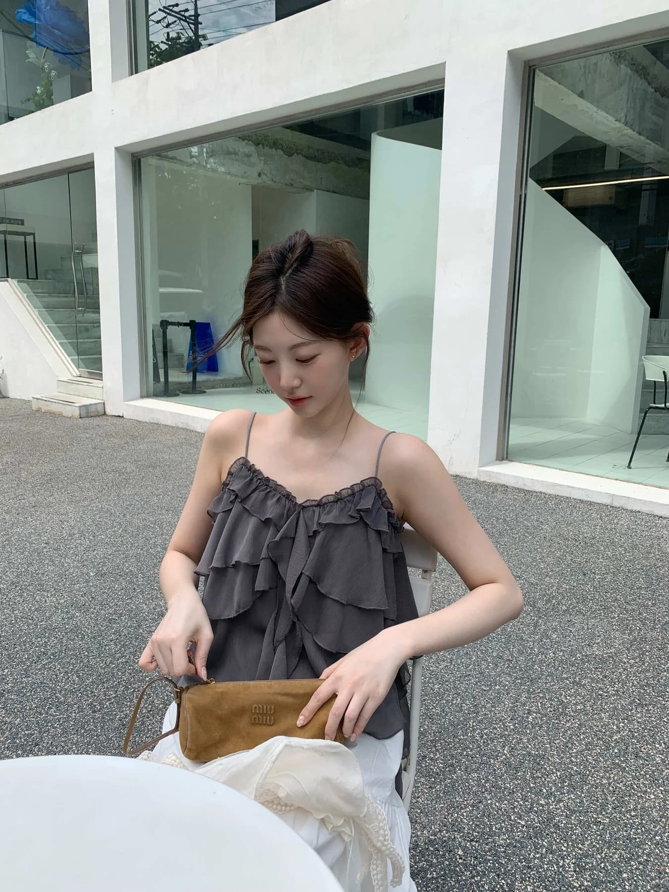 있음 밖으로 핫걸 순수한 욕망 연령 감소 바람 프릴 패치워크 불규칙 리본 캐미솔 맨위 상세 이미지 24