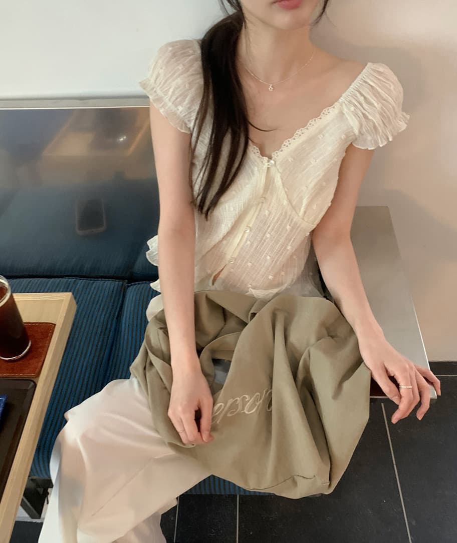 순수한 욕망 레이스 레이스 V넥 인형 셔츠 작은 셔츠 여성