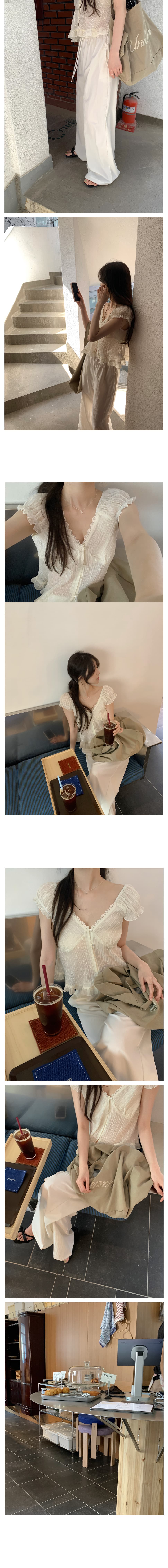 순수한 욕망 레이스 레이스 V넥 인형 셔츠 작은 셔츠 여성 상세 이미지 6