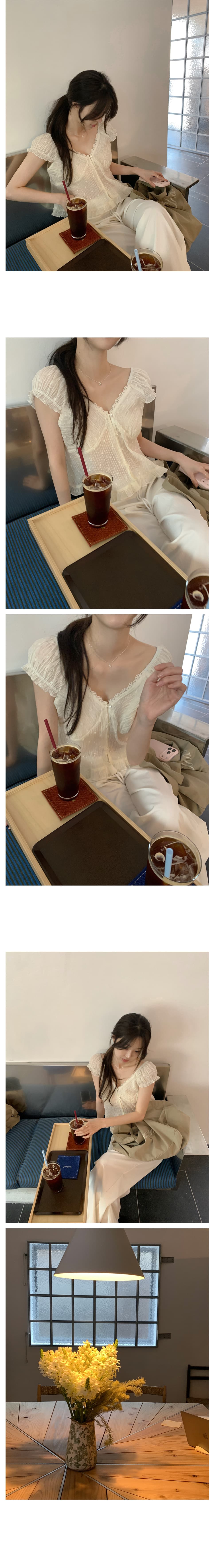 순수한 욕망 레이스 레이스 V넥 인형 셔츠 작은 셔츠 여성 상세 이미지 7