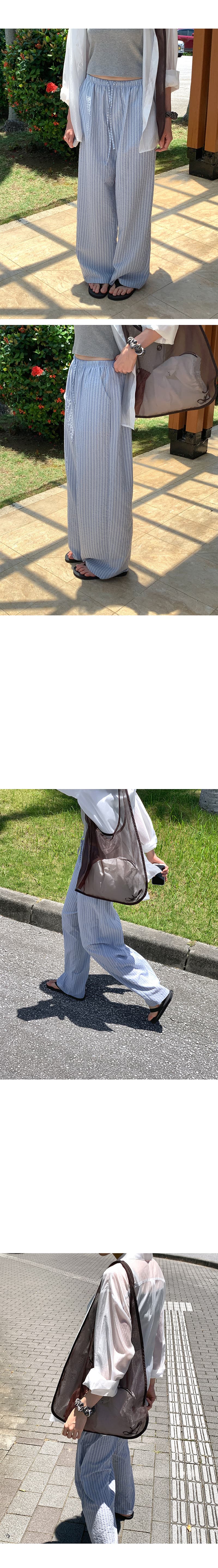 있음 밖으로 한국 스타일 연령 감소 느긋한 바람 슬림해 보이는 프로 피부 통기성 스트라이프 캐주얼 펌프 로프 바닥 청소 긴 바지 여성 상세 이미지 16
