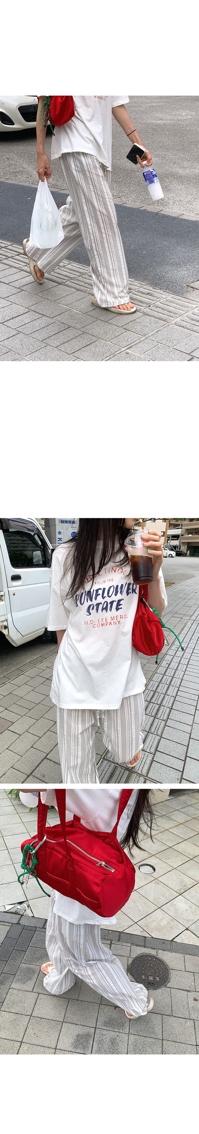 있음 밖으로 한국 스타일 연령 감소 느긋한 바람 슬림해 보이는 프로 피부 통기성 스트라이프 캐주얼 펌프 로프 바닥 청소 긴 바지 여성 상세 이미지 39