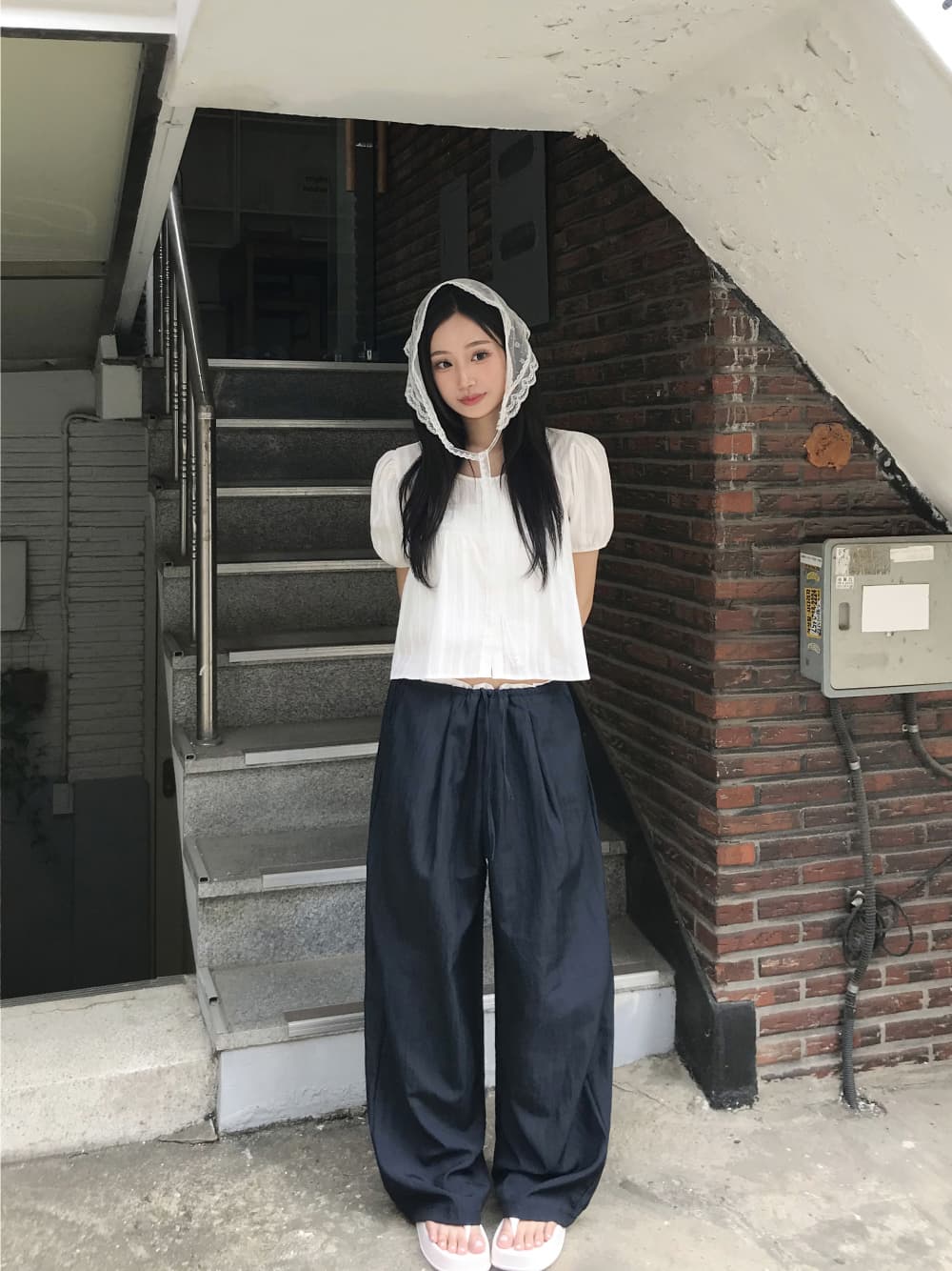 있음 밖으로 한국 스타일 다용도 허리 패치워크 허리밴드 캐주얼 얇은 스타일 편안함 와이드 레그 팬츠 긴 바지 여성 상세 이미지 3