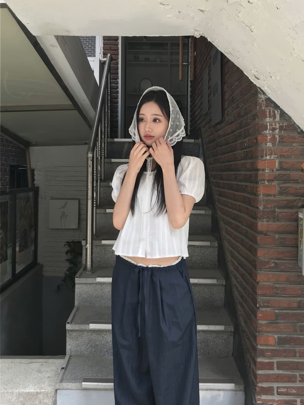 있음 밖으로 한국 스타일 다용도 허리 패치워크 허리밴드 캐주얼 얇은 스타일 편안함 와이드 레그 팬츠 긴 바지 여성 상세 이미지 8