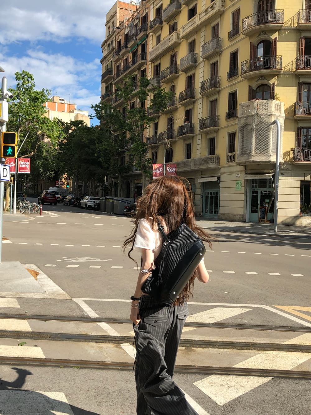 한국 봄 여름 3 차원 우아함 스트라이프 도루 가을 모통이 칼 와이드 레그 팬츠 슬랙스 출퇴근 캐주얼 바지 여성 상세 이미지 12