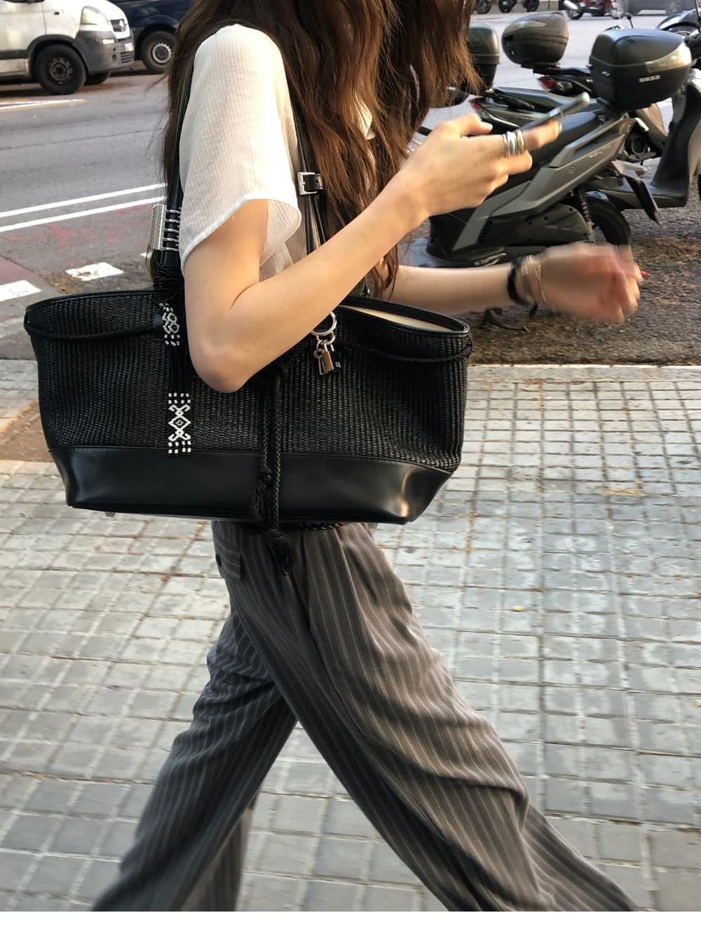 한국 봄 여름 3 차원 우아함 스트라이프 도루 가을 모통이 칼 와이드 레그 팬츠 슬랙스 출퇴근 캐주얼 바지 여성 상세 이미지 26