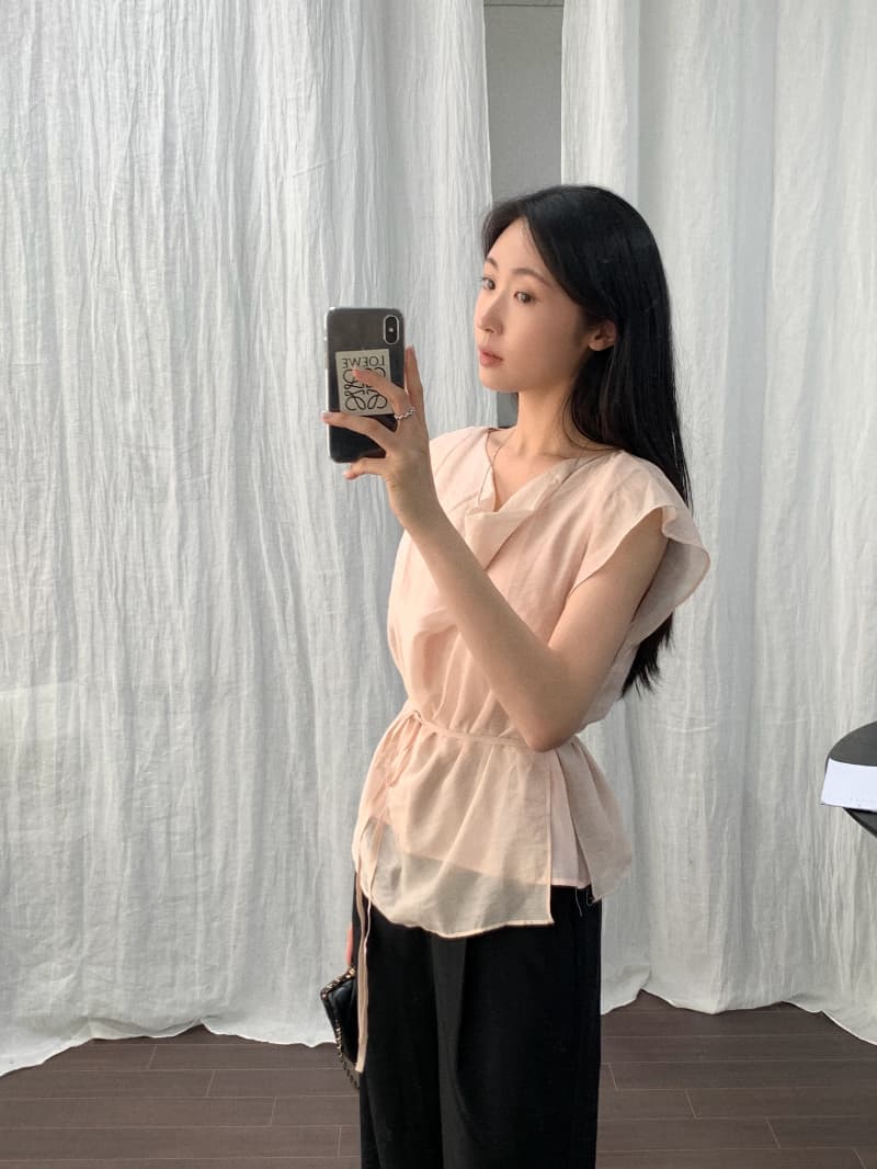 한국 스타일 여름 신제품 이중층 페이크 레이어드 레이스업 반팔 셔츠 여성 상세 이미지 28
