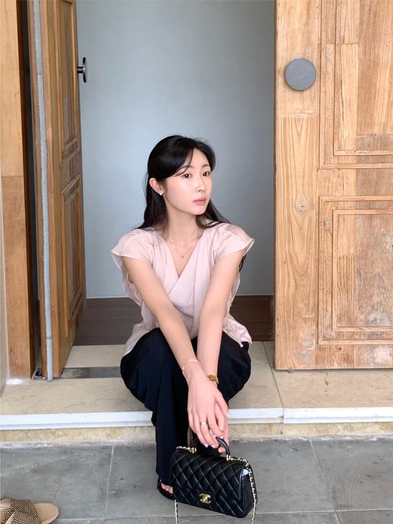 한국 스타일 여름 신제품 이중층 페이크 레이어드 레이스업 반팔 셔츠 여성 상세 이미지 31