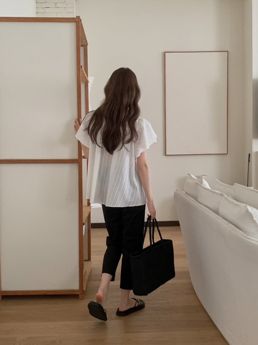 한국 스타일 여름 새로운 디자인 센스 연령 감소 레이스업 인형 셔츠 맨위 여성 상세 이미지 15