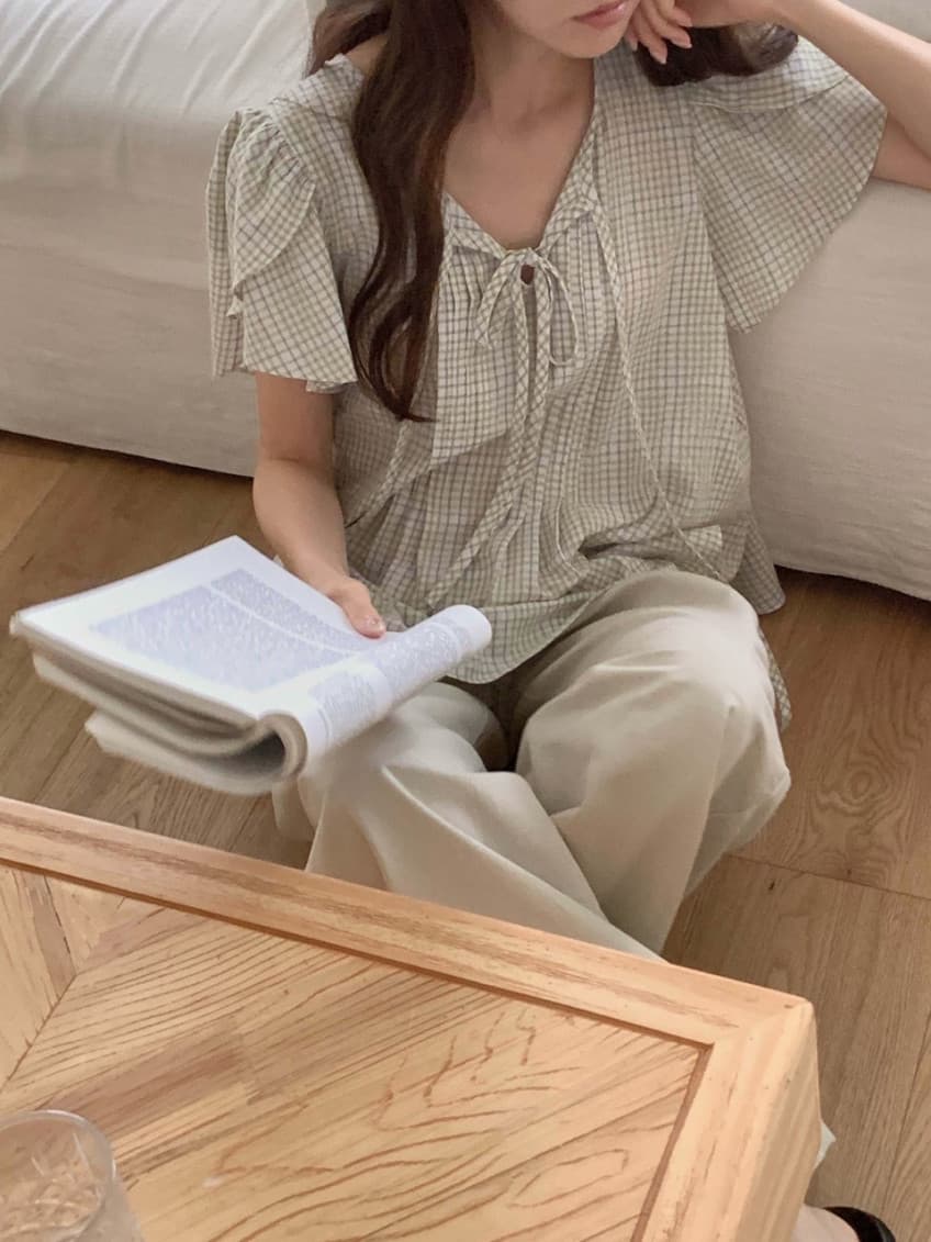 한국 스타일 여름 새로운 디자인 센스 연령 감소 레이스업 인형 셔츠 맨위 여성 상세 이미지 22