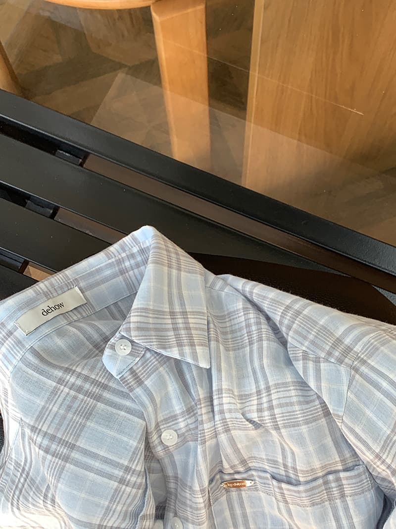 한국 스타일 느긋한 바람 레트로 미니멀리즘 루즈핏 체크무늬 폴로 칼라 부서 버클 긴팔 얇은 스타일 자외선 차단 셔츠 여성 상세 이미지 48