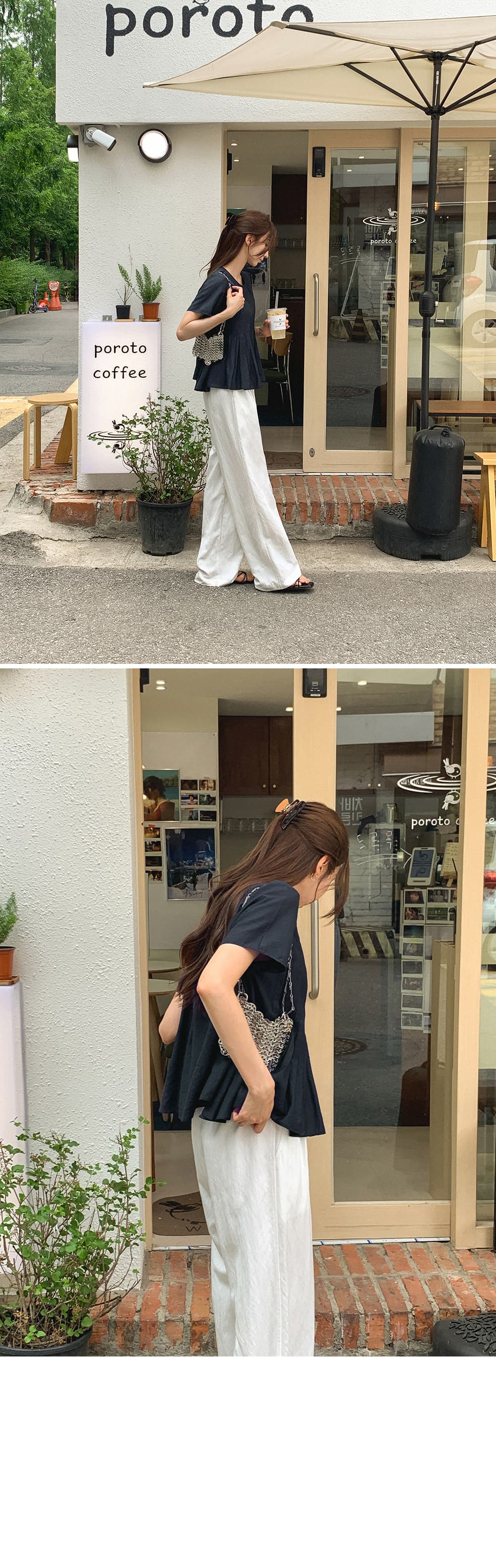 있음 밖으로 한 부서 여름 작은 셔츠 3 차원 탑 그램 Pleat 플리츠 라운드 넥 맨위 여성 상세 이미지 29