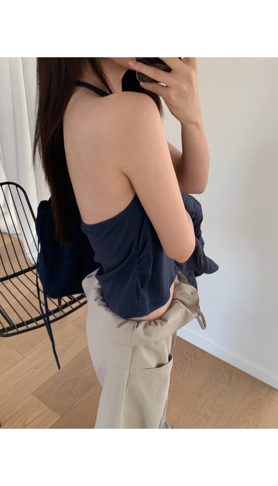 한 부서 패션 폴딩 뒤집다 측면 펌프 로프 허리 둘레 루즈핏 스트레이트 캐주얼 바지 긴 바지 여성 상세 이미지 2