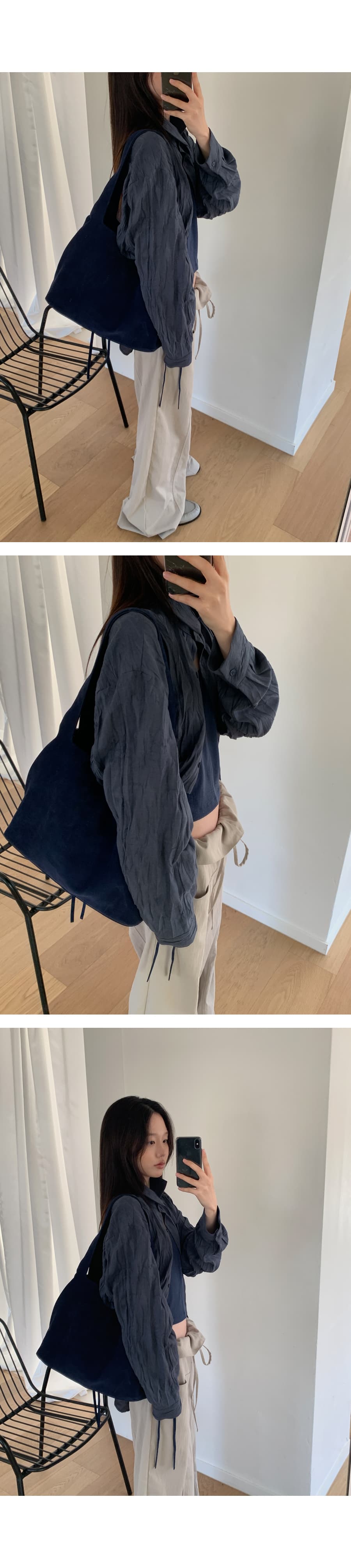 한 부서 패션 폴딩 뒤집다 측면 펌프 로프 허리 둘레 루즈핏 스트레이트 캐주얼 바지 긴 바지 여성 상세 이미지 11