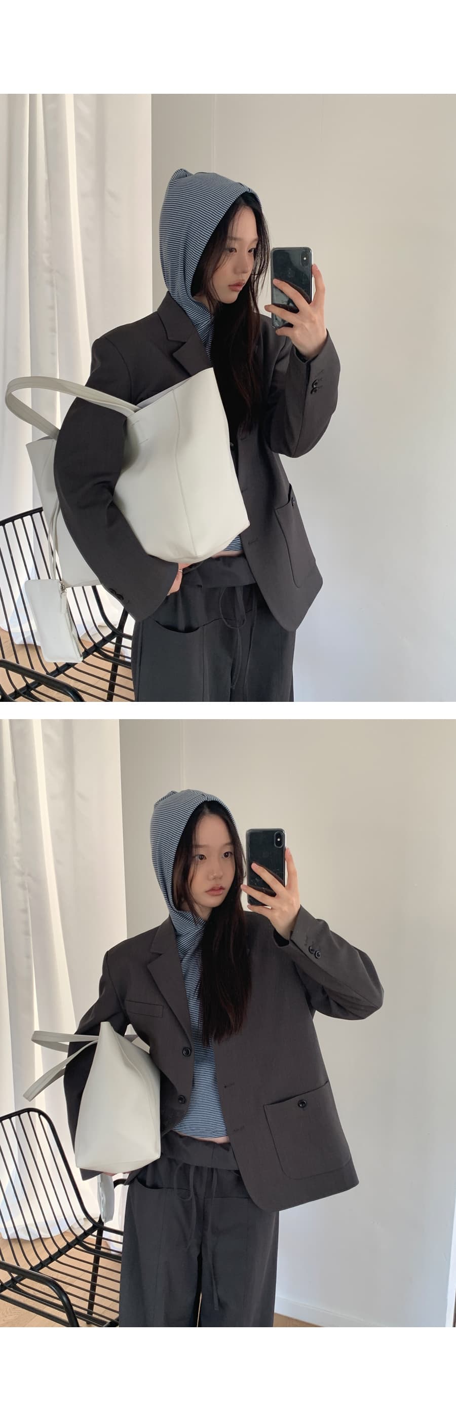 한 부서 패션 폴딩 뒤집다 측면 펌프 로프 허리 둘레 루즈핏 스트레이트 캐주얼 바지 긴 바지 여성 상세 이미지 29