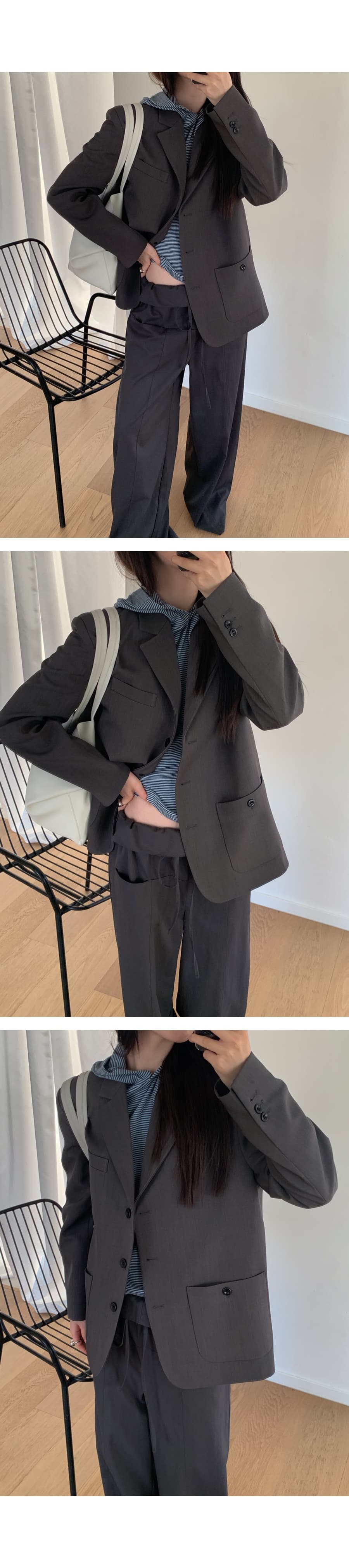 한 부서 패션 폴딩 뒤집다 측면 펌프 로프 허리 둘레 루즈핏 스트레이트 캐주얼 바지 긴 바지 여성 상세 이미지 31