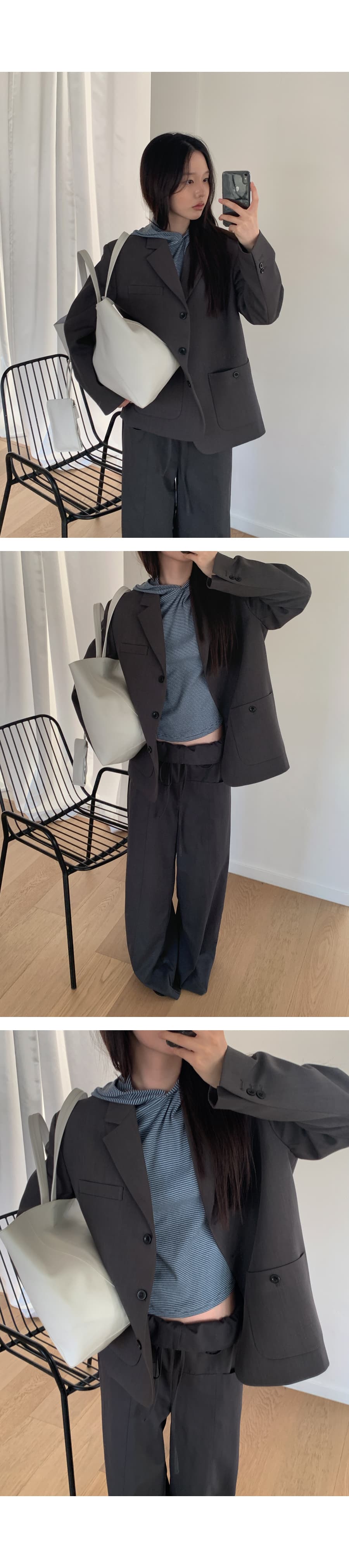한 부서 패션 폴딩 뒤집다 측면 펌프 로프 허리 둘레 루즈핏 스트레이트 캐주얼 바지 긴 바지 여성 상세 이미지 32