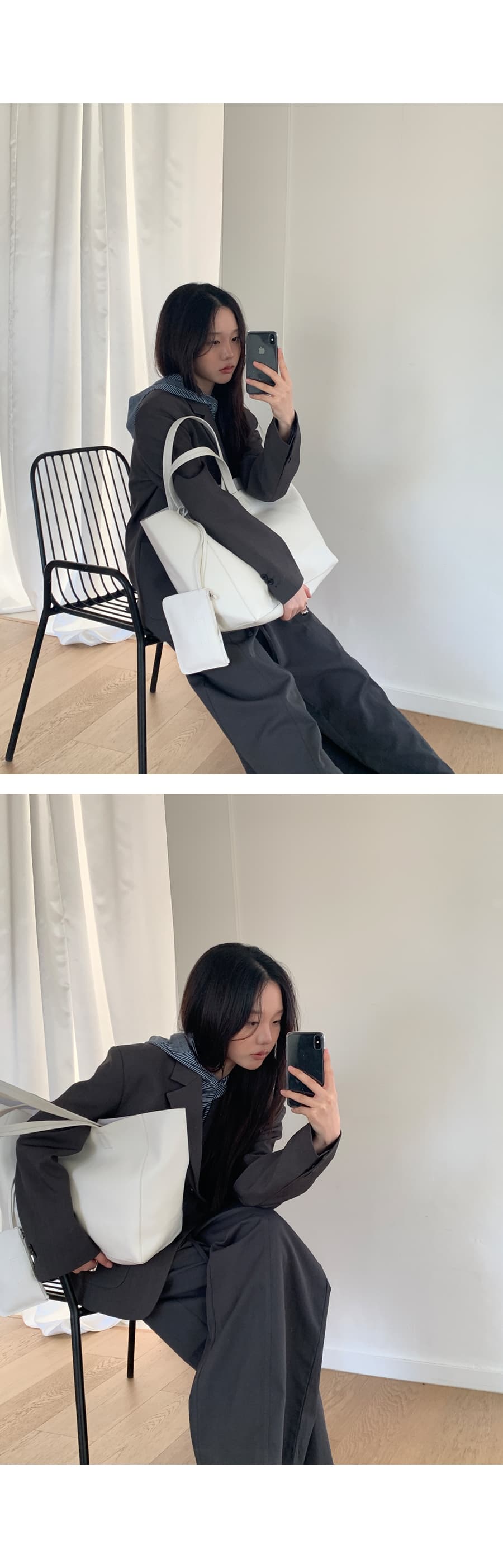 한 부서 패션 폴딩 뒤집다 측면 펌프 로프 허리 둘레 루즈핏 스트레이트 캐주얼 바지 긴 바지 여성 상세 이미지 33