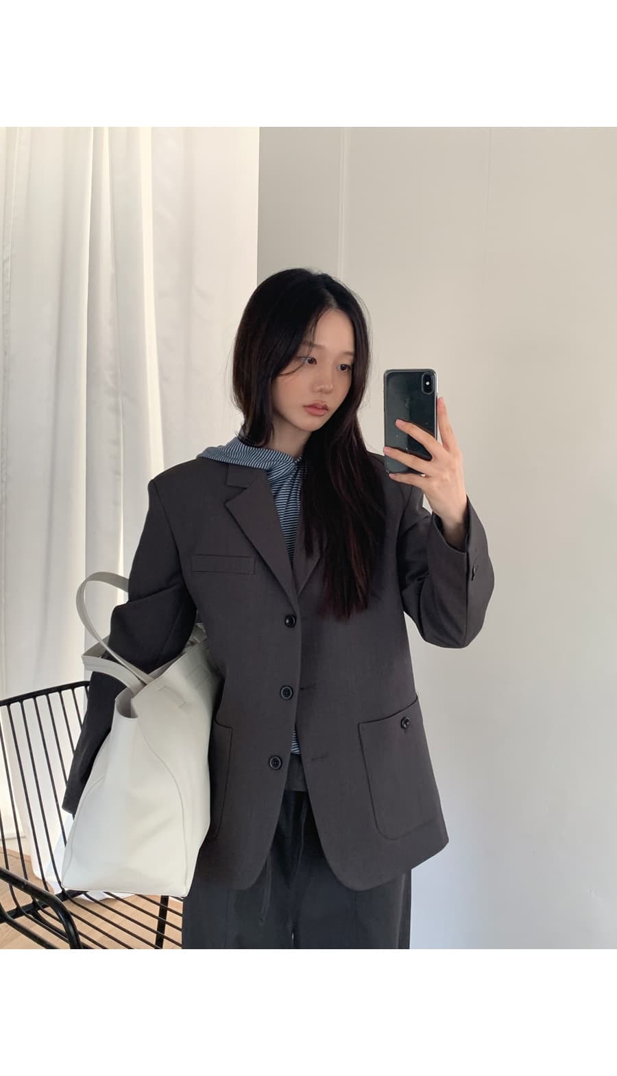 한 부서 패션 폴딩 뒤집다 측면 펌프 로프 허리 둘레 루즈핏 스트레이트 캐주얼 바지 긴 바지 여성 상세 이미지 34