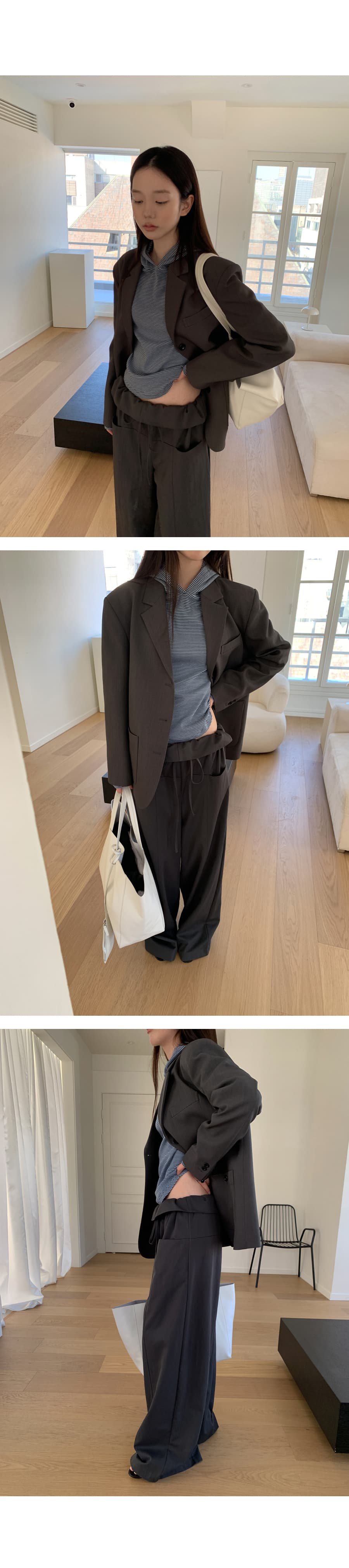 한 부서 패션 폴딩 뒤집다 측면 펌프 로프 허리 둘레 루즈핏 스트레이트 캐주얼 바지 긴 바지 여성 상세 이미지 36