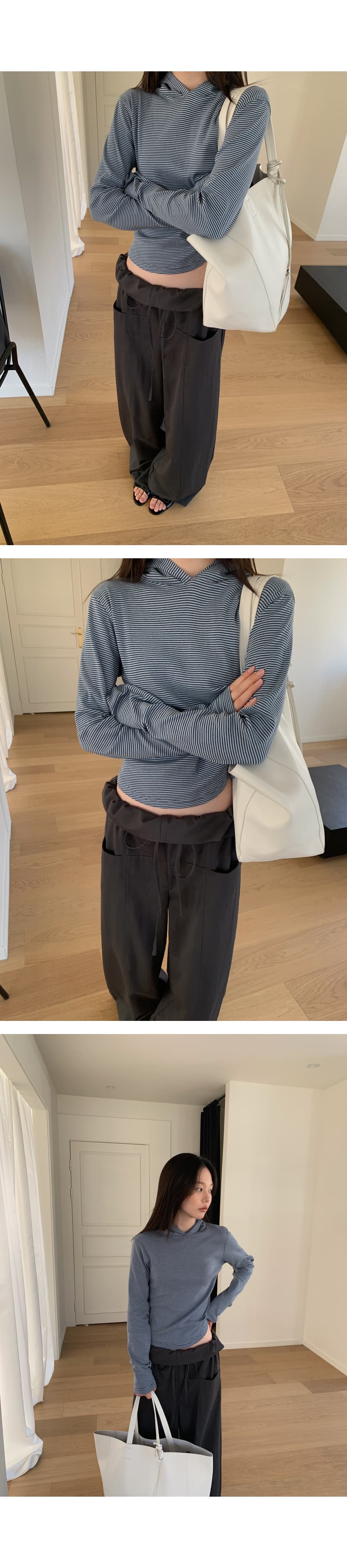 한 부서 패션 폴딩 뒤집다 측면 펌프 로프 허리 둘레 루즈핏 스트레이트 캐주얼 바지 긴 바지 여성 상세 이미지 39