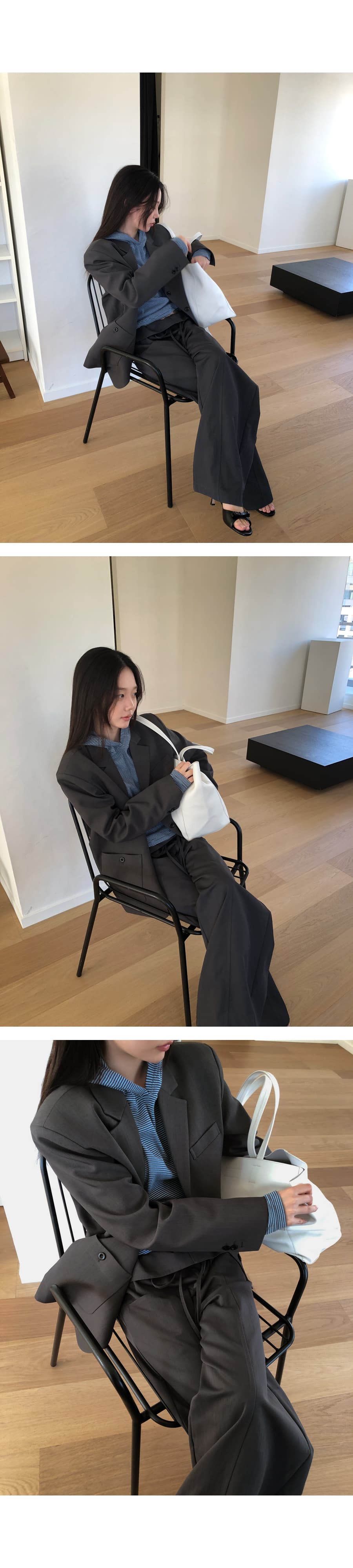 한 부서 패션 폴딩 뒤집다 측면 펌프 로프 허리 둘레 루즈핏 스트레이트 캐주얼 바지 긴 바지 여성 상세 이미지 48
