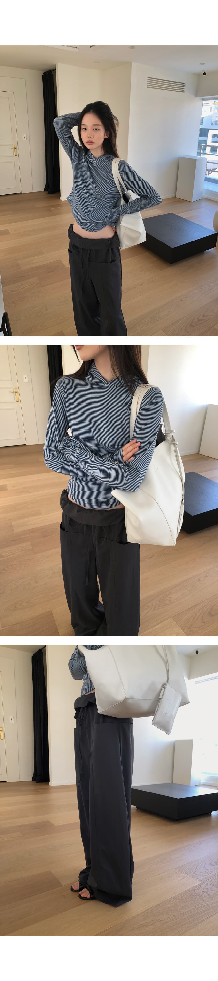 한 부서 패션 폴딩 뒤집다 측면 펌프 로프 허리 둘레 루즈핏 스트레이트 캐주얼 바지 긴 바지 여성 상세 이미지 51