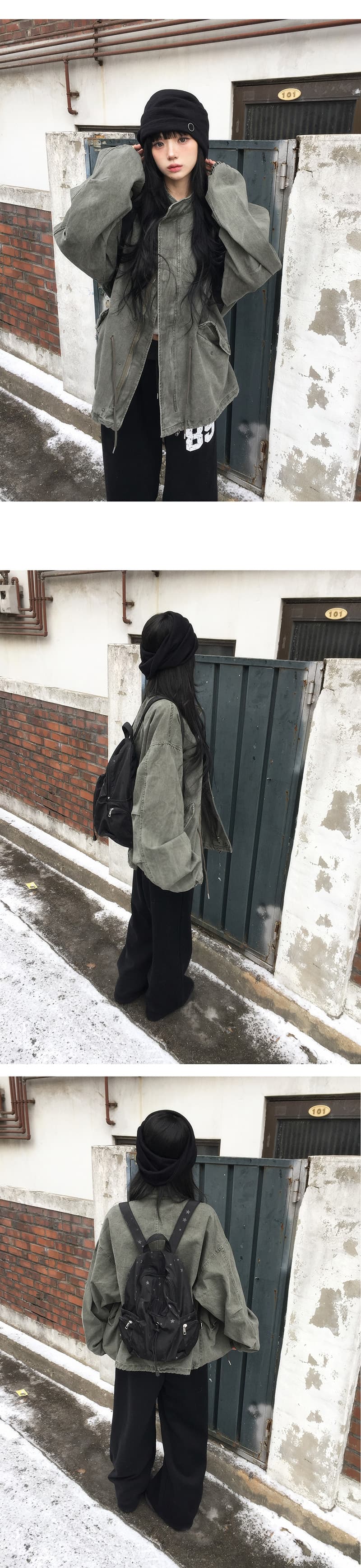 있음 밖으로 한국 스타일 대 프로필 모양 차가운 ~ 중 루즈핏 느슨함 센스 스탠드 칼라 캐주얼 재킷 재킷 여성 상세 이미지 2