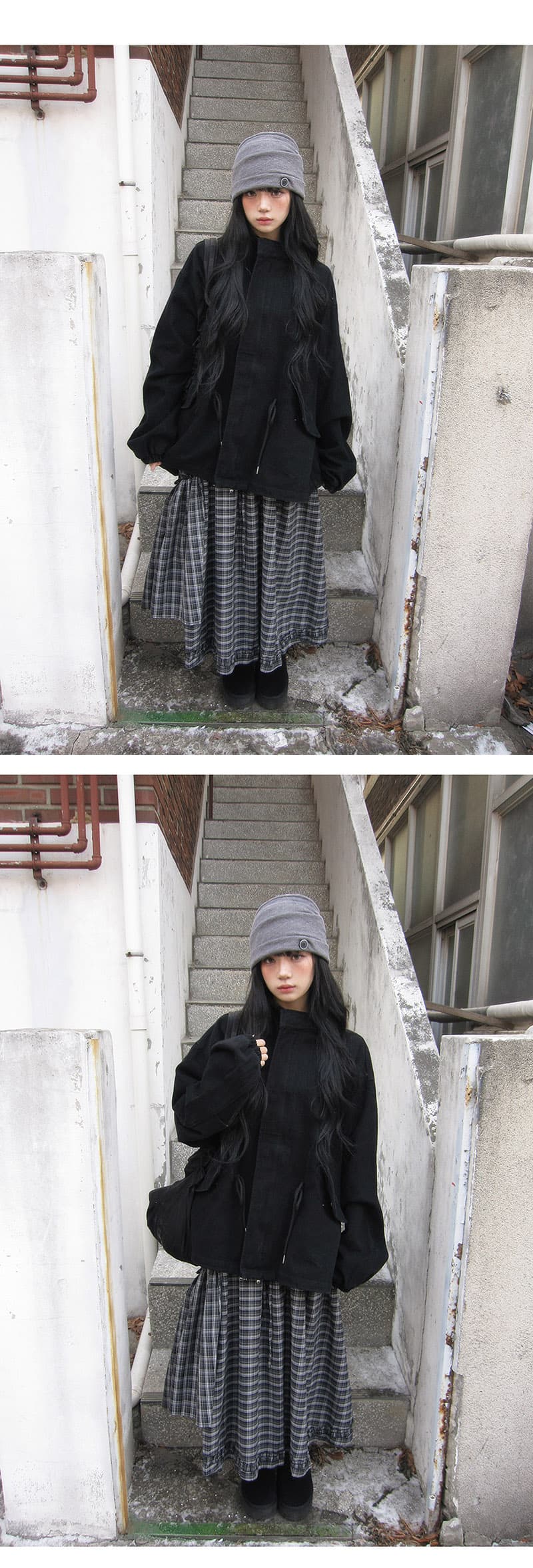 있음 밖으로 한국 스타일 대 프로필 모양 차가운 ~ 중 루즈핏 느슨함 센스 스탠드 칼라 캐주얼 재킷 재킷 여성 상세 이미지 4