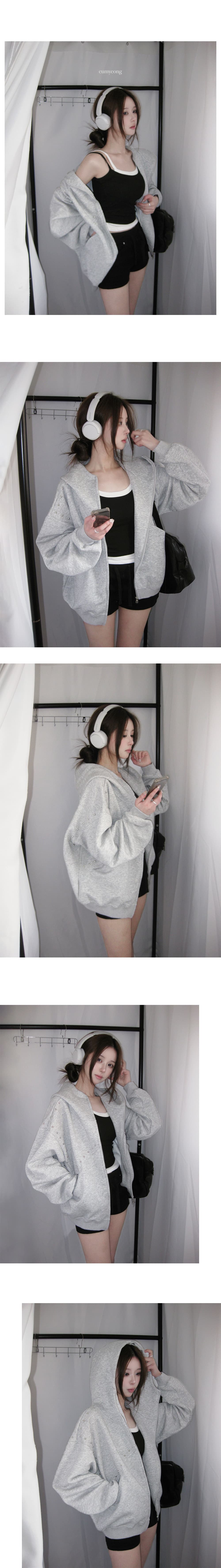 한 부서 아메리칸 다용도 두꺼운 패치워크 버드 나무 못 후드 지퍼 후드티 재킷 여성 상세 이미지 3