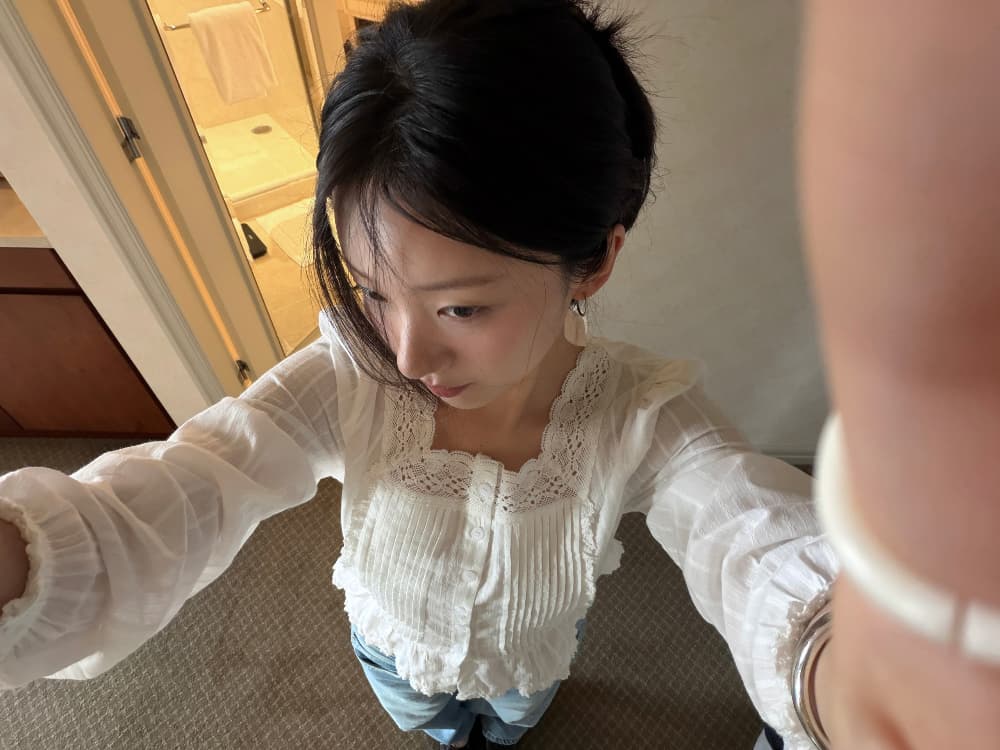 한국 스타일 절개 디자인 센스 등고선 워싱 블루 청바지 여성 상세 이미지 31