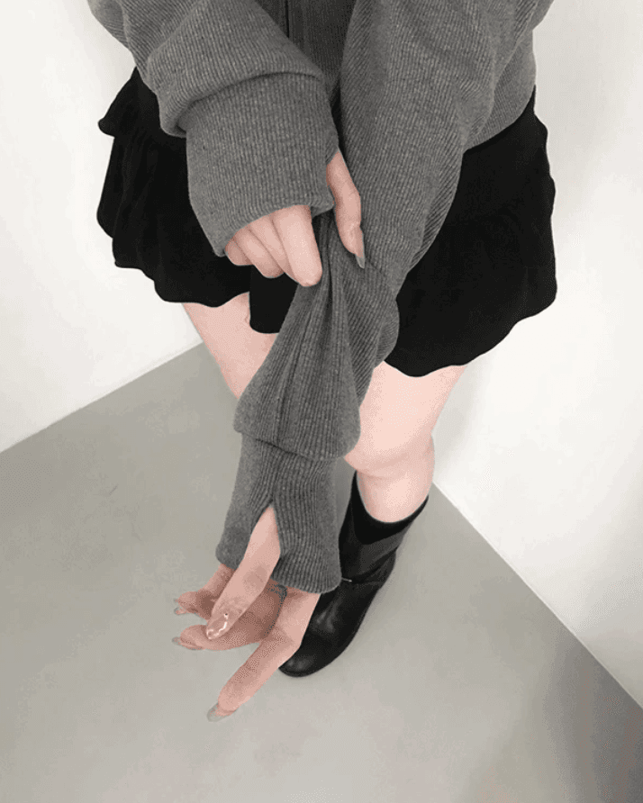 아메리칸 레트로 더블 지퍼 헤드 오픈 가디건 몸매 가꾸기 후드 티 스웨터 가을 신제품 슬림해 보이는 쇼트 스타일 재킷 여성 상세 이미지 14