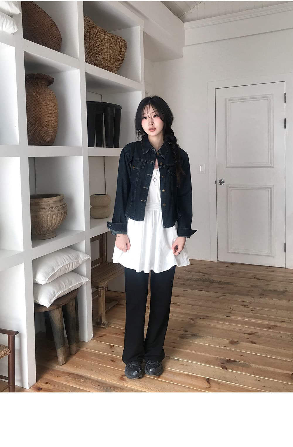 한국 스타일 이른 가을 레트로 데님 재킷 작은 대중 맨위 여성 상세 이미지 6