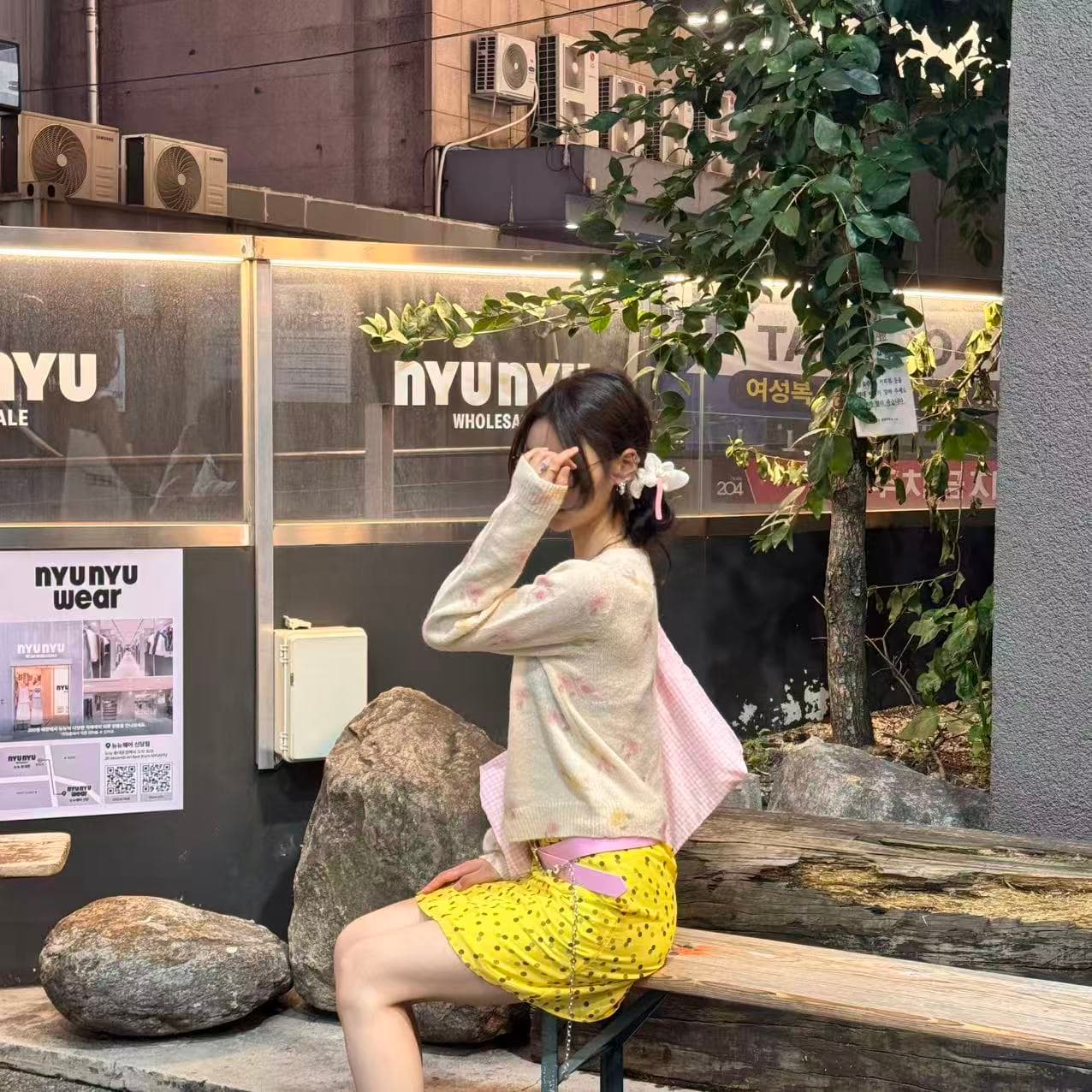 있음 밖으로 한국 낭만주의 꽃 헤일로 염색 꽃무늬 프린트 니트 오픈 가디건 연령 감소 스웨터 상세 이미지 12