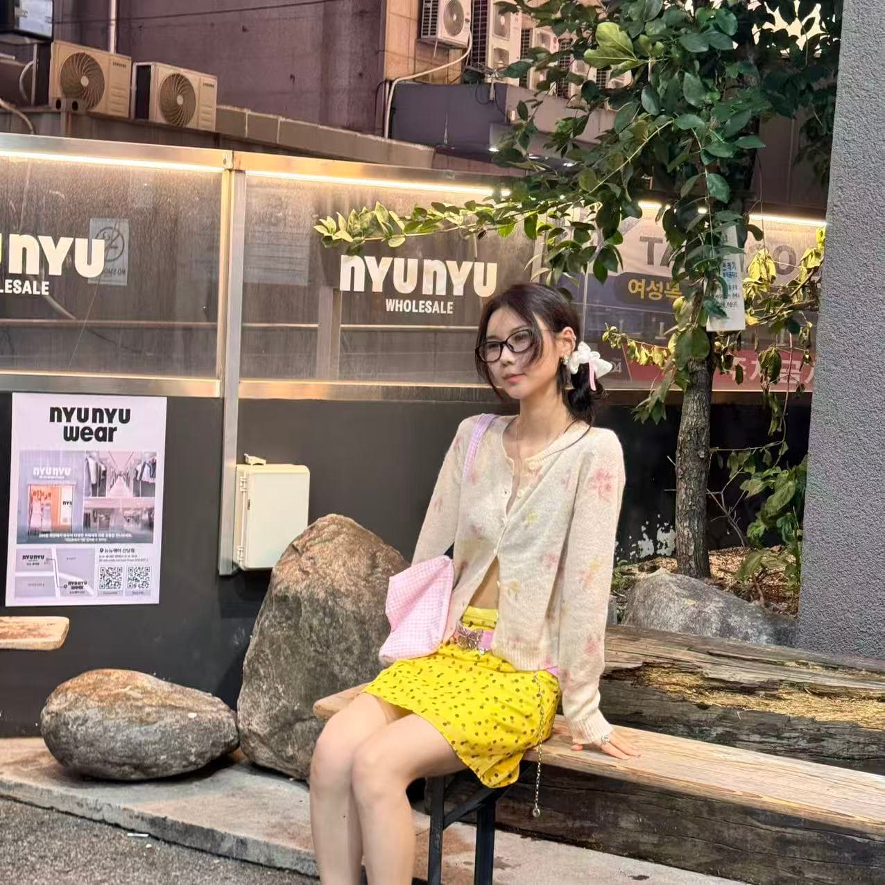 있음 밖으로 한국 낭만주의 꽃 헤일로 염색 꽃무늬 프린트 니트 오픈 가디건 연령 감소 스웨터 상세 이미지 13