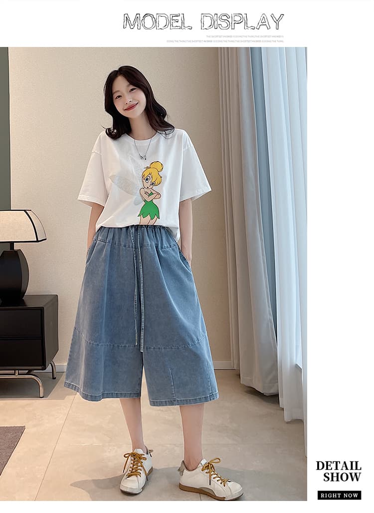 실사 레트로 파란색 7 점 넓은 다리 청바지 여성 얇은 스타일 하이웨이스트 연삭 화이트 스트레이트 팬츠 허리밴드 8 점 바지 상세 이미지 17