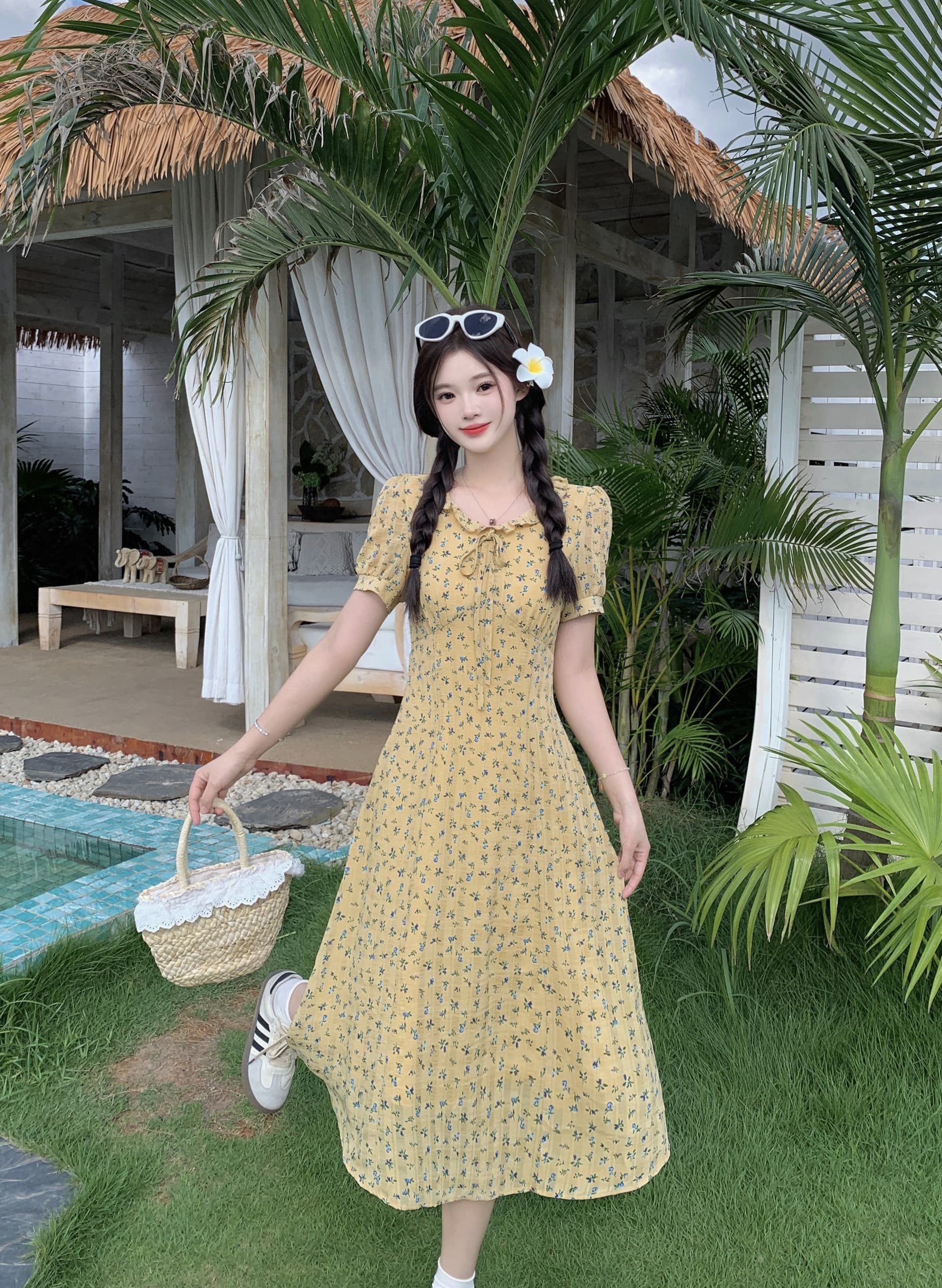 실사 2026 여름 새로운 지방 mm 빅 사이즈 여성 휴가 바람 꽃무늬 드레스 프랑스식 차 휴식 품격 길다 치마 이미지 3