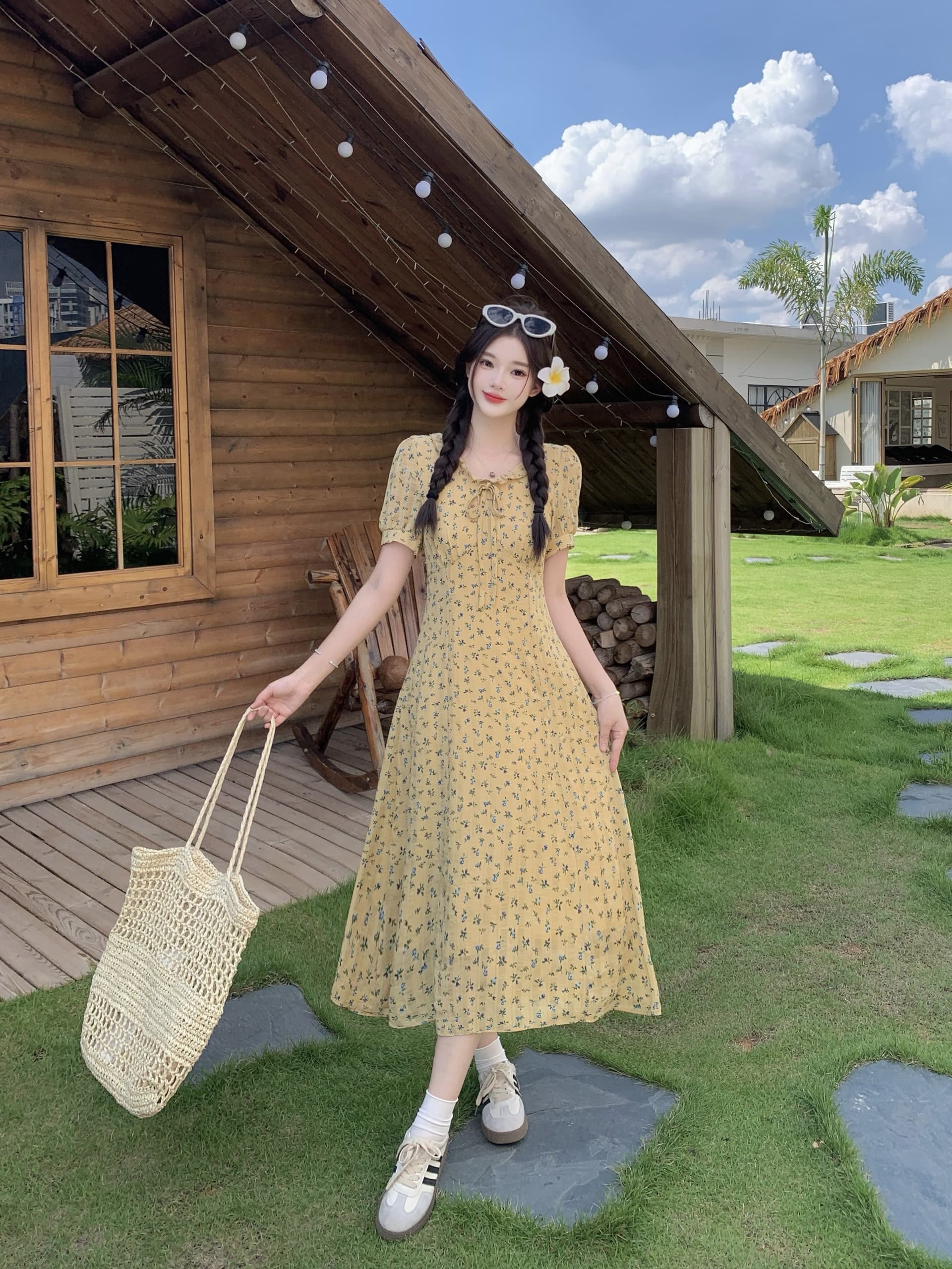 실사 2026 여름 새로운 지방 mm 빅 사이즈 여성 휴가 바람 꽃무늬 드레스 프랑스식 차 휴식 품격 길다 치마 상세 이미지 15