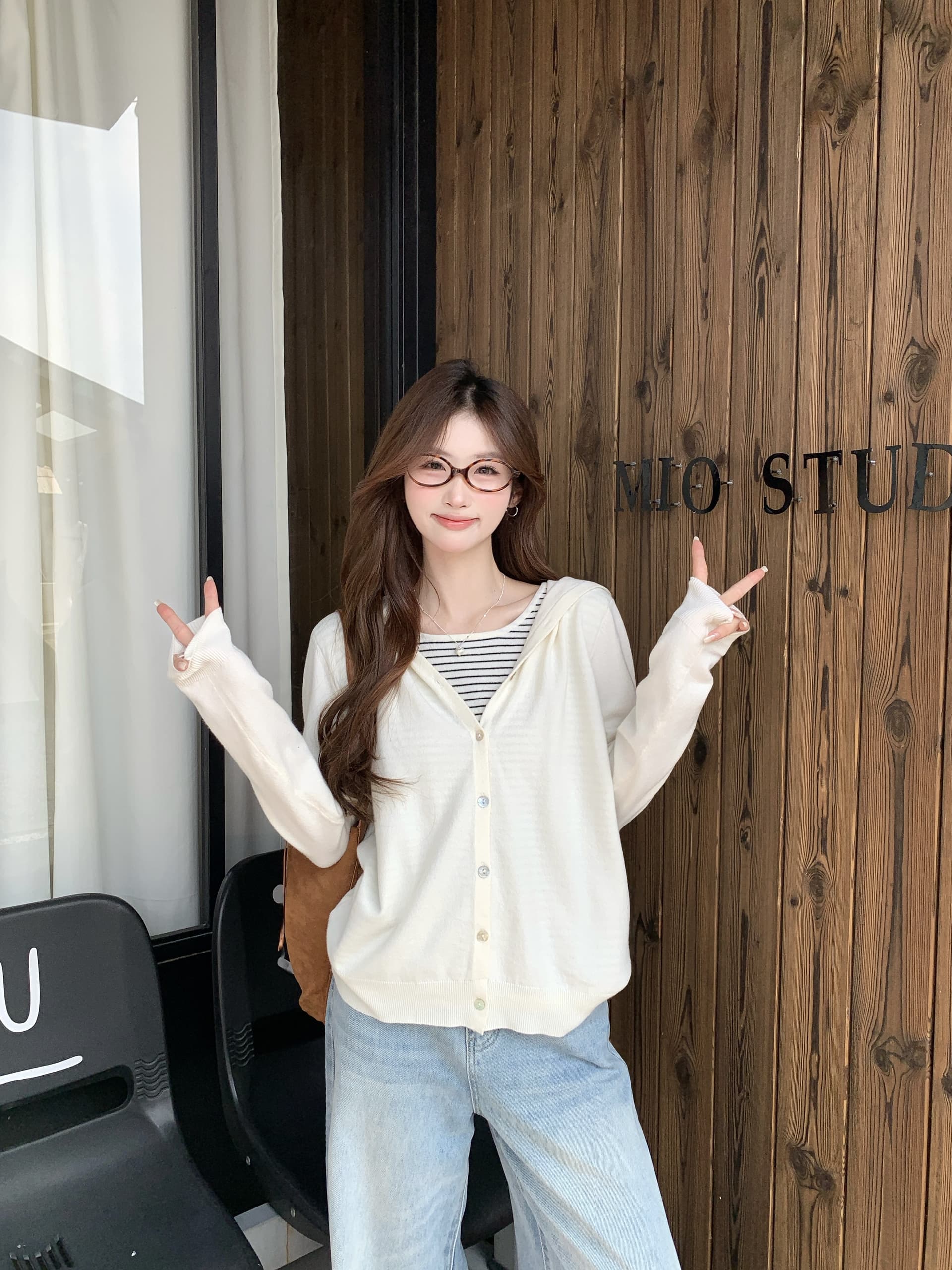 실사 2026 봄 드레스 새로운 지방 mm 빅 사이즈 페이크 레이어드 스트라이프 패치워크 긴팔 니트 스웨터 한 부서 스택 착용 맨위 상세 이미지 6