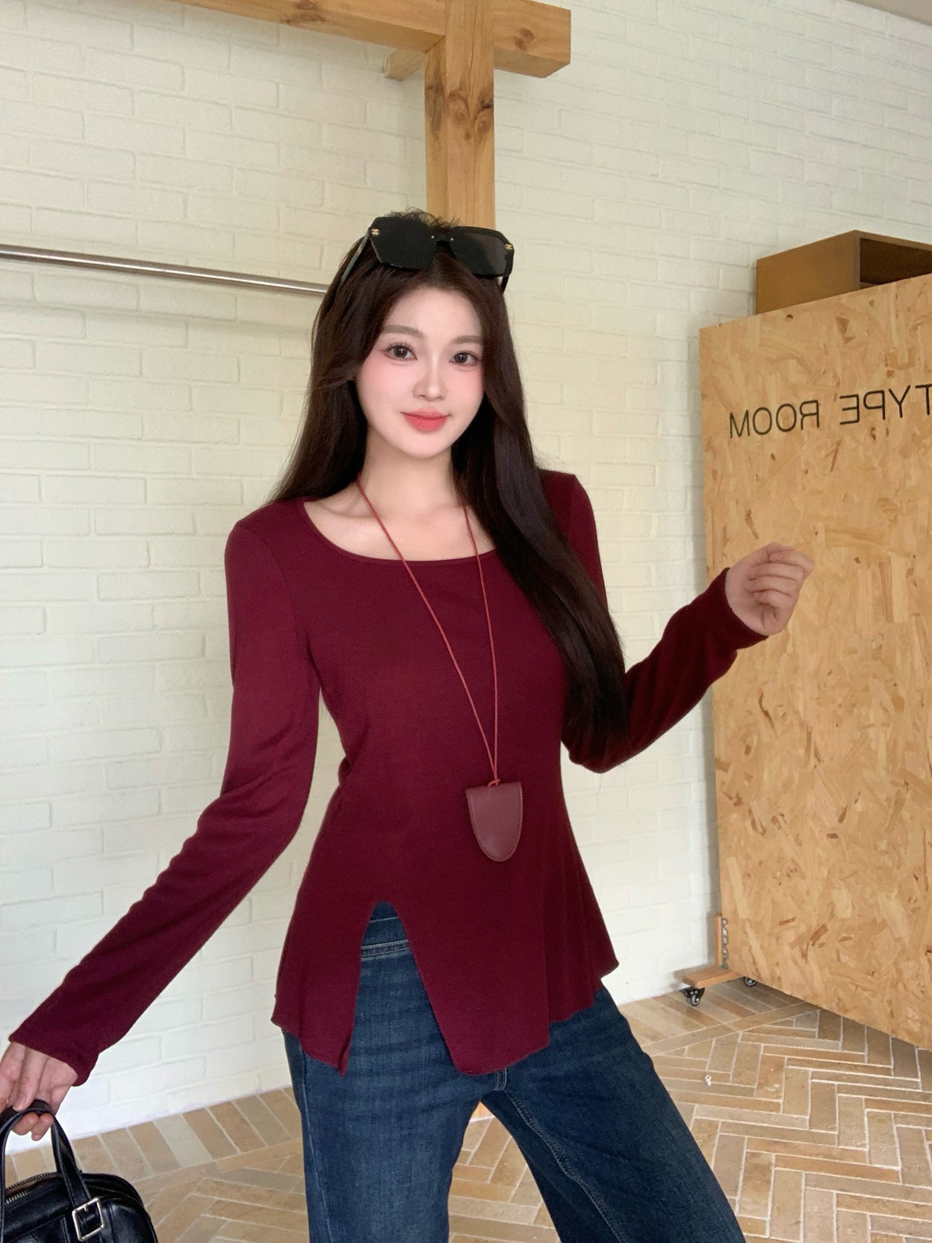 실사 2026 가을 새로운 지방 mm 빅 사이즈 광장 칼라 트임 긴팔 티셔츠 허리 수축 슬림해 보이는 순수한 욕망 만나는 맨위 상세 이미지 4