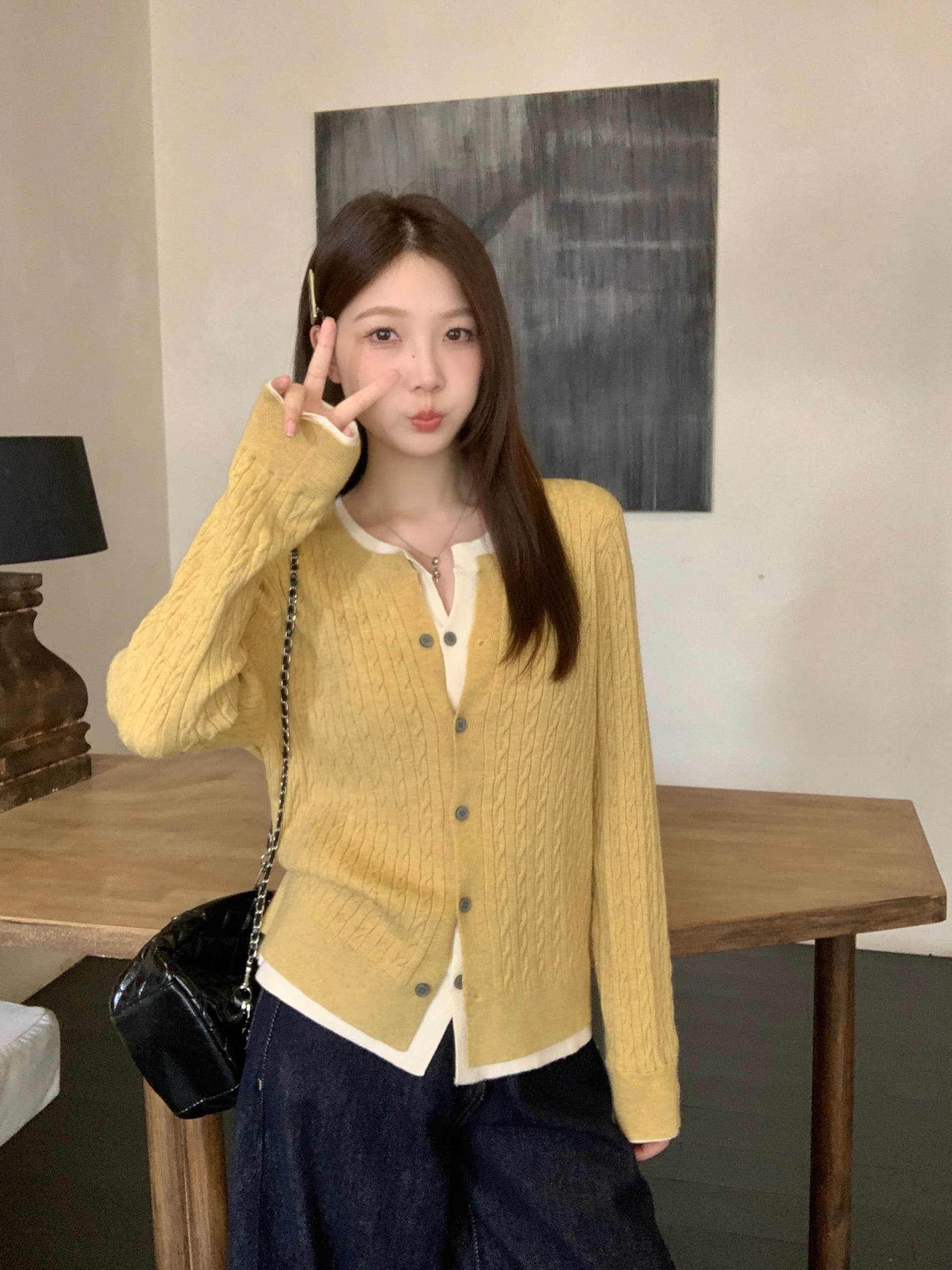 실사 2026 봄 드레스 새로운 지방 mm 빅 사이즈 여성 한 부서 페이크 레이어드 긴팔 니트 스웨터 디자인 센스 스웨터 맨위 이미지 4