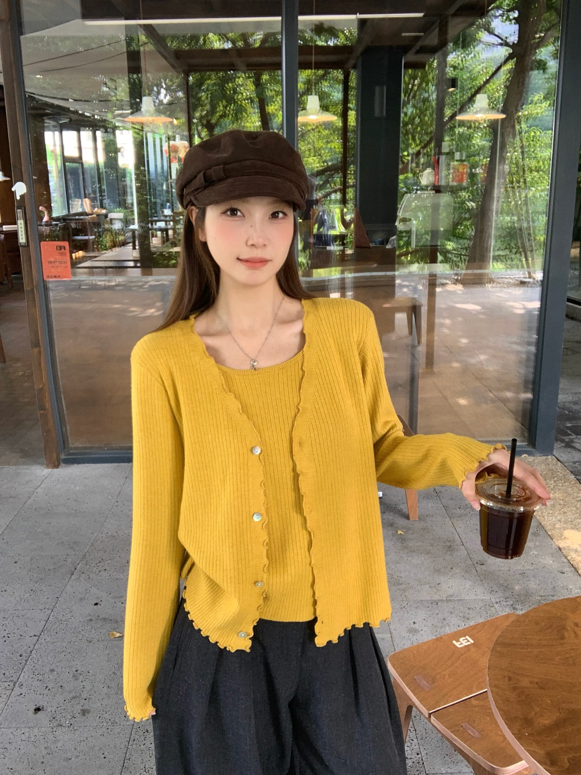 실사 2026 봄 드레스 새로운 지방 mm 빅 사이즈 프릴 페이크 레이어드 긴팔 니트 오픈 가디건 한 부서 달콤함 스웨터 이미지 4
