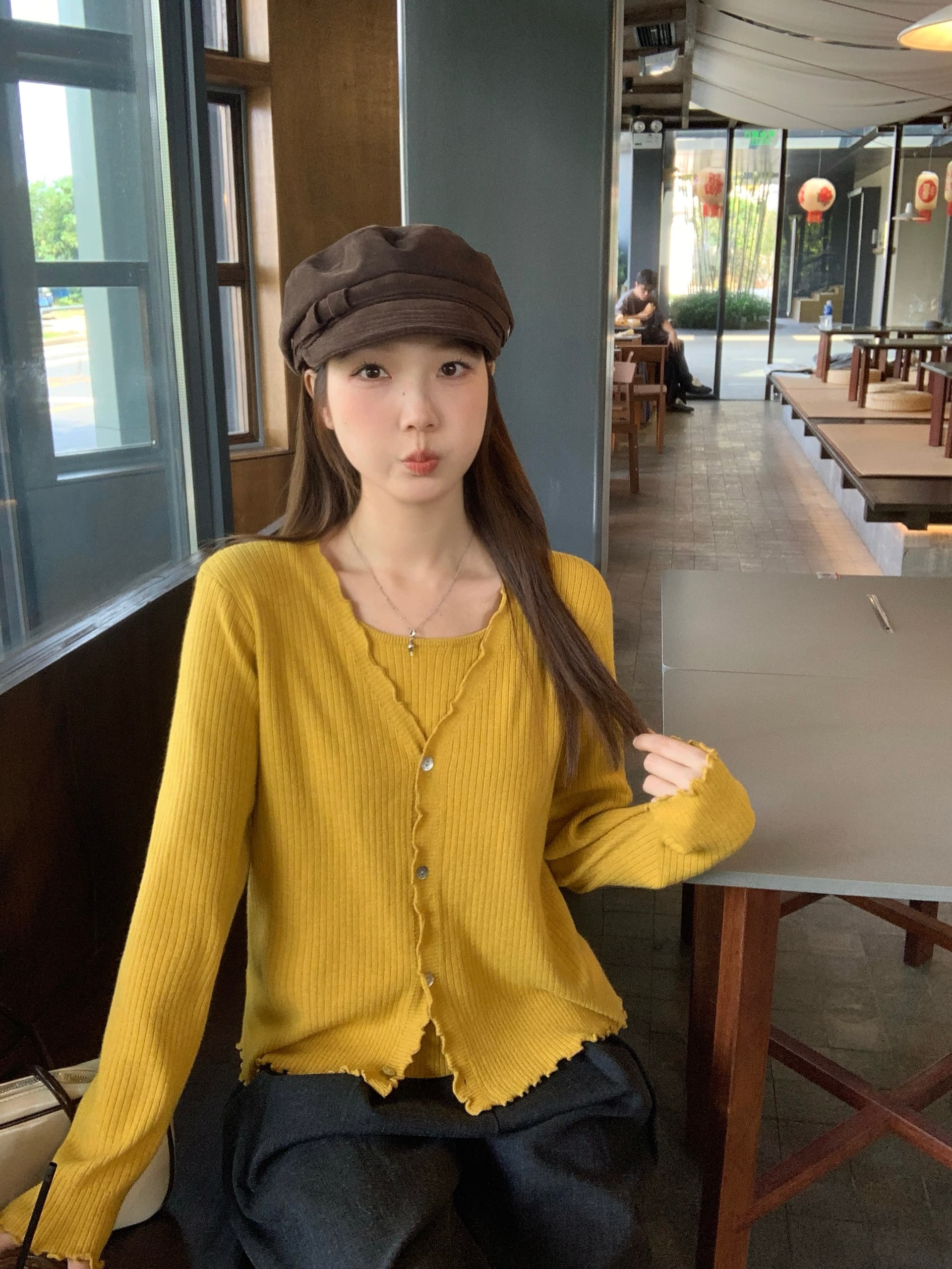실사 2026 봄 드레스 새로운 지방 mm 빅 사이즈 프릴 페이크 레이어드 긴팔 니트 오픈 가디건 한 부서 달콤함 스웨터 상세 이미지 14