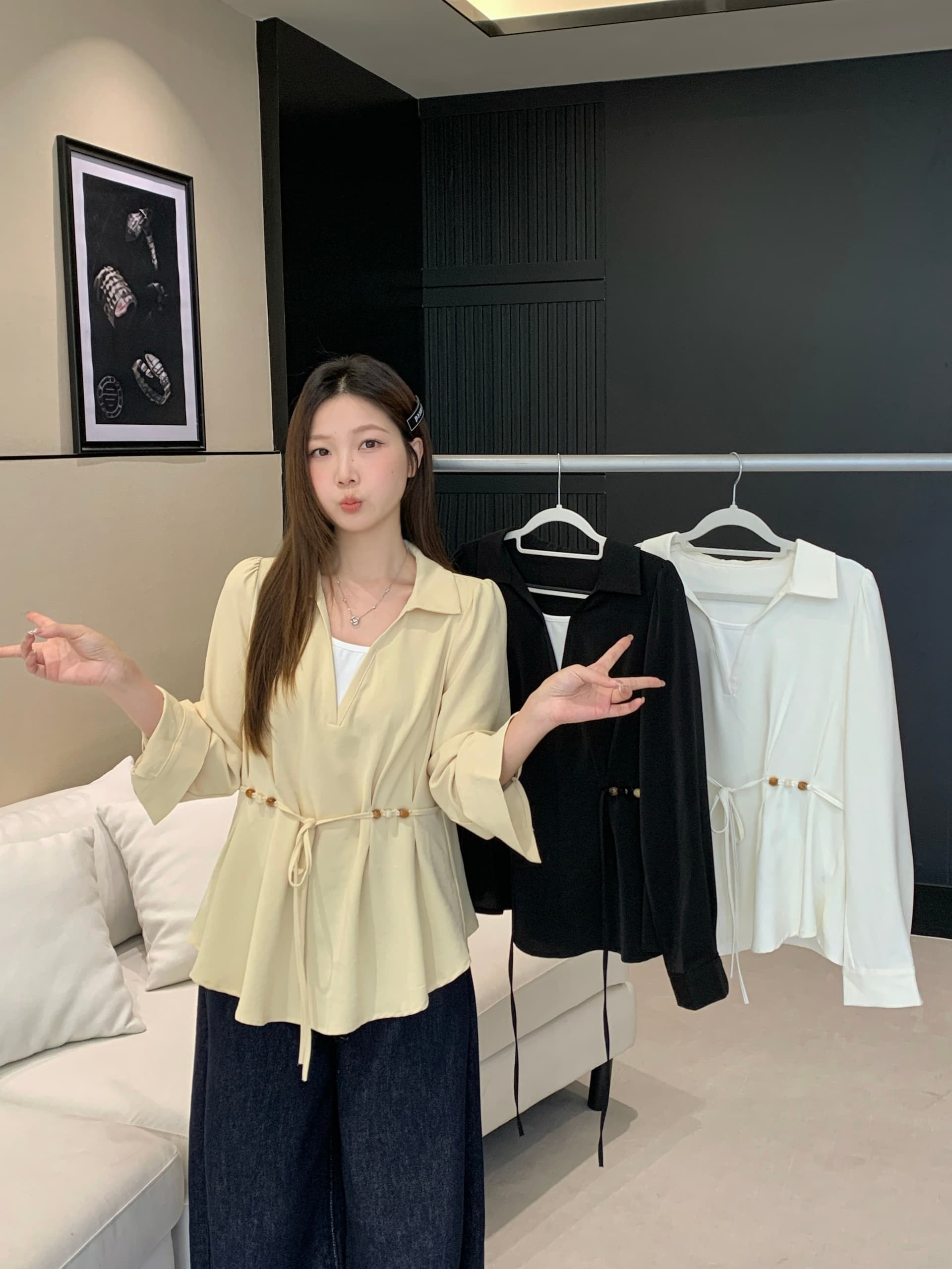 실사 2026 봄 빅 사이즈 페이크 레이어드 셔츠 지방 mm 허리 수축 디자인 센스 맨위 루즈핏 슬림해 보이는 표지 배 셔츠